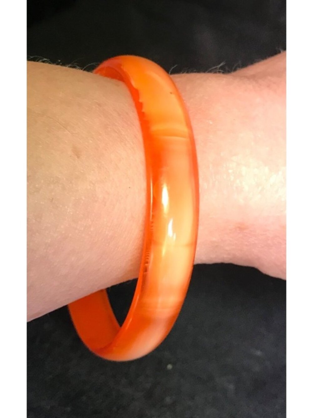 Vintage Creamcicle Orange Bangle Bracelet Moon Glow Catseye Lucite Thermoset Tra